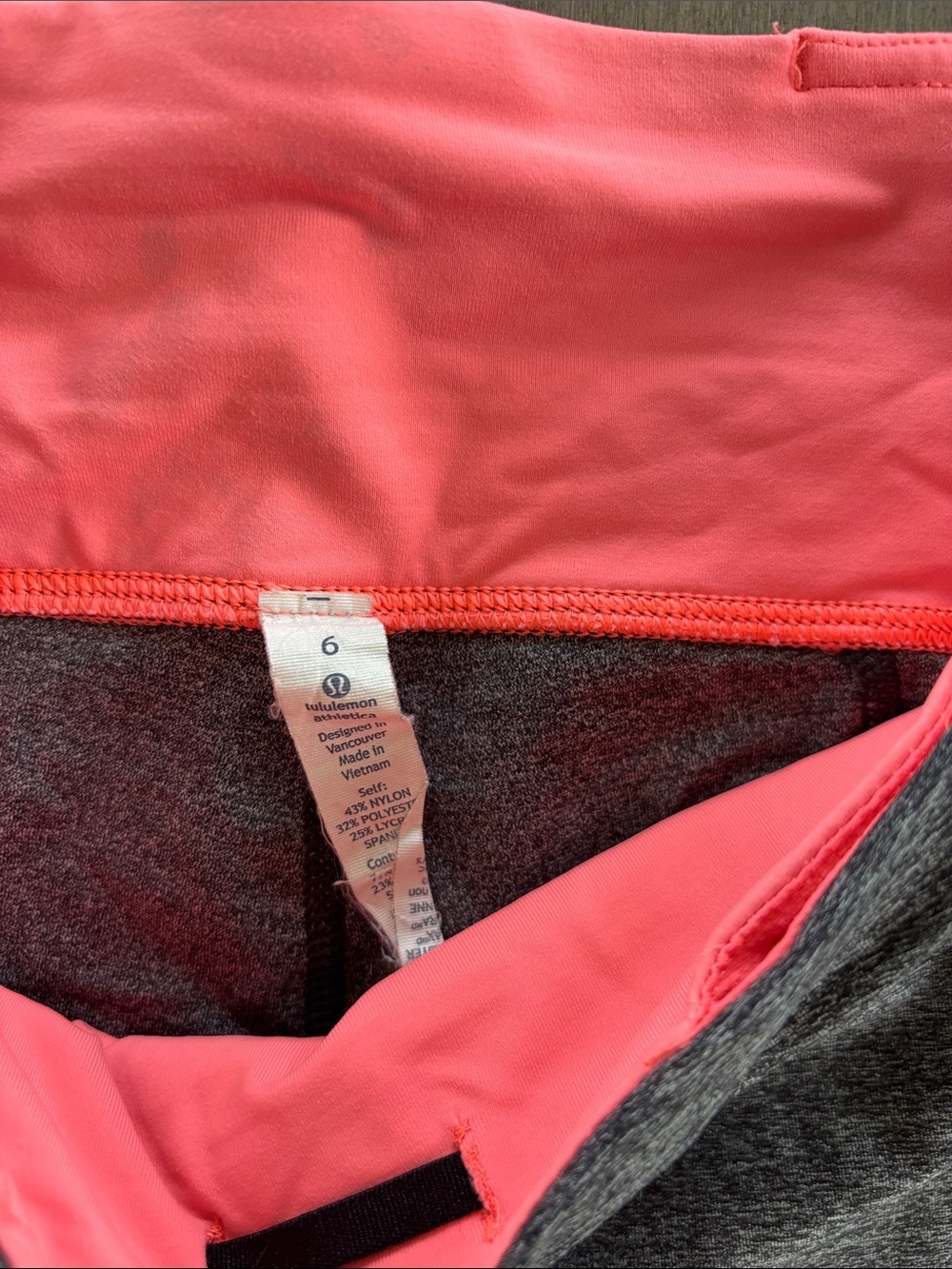 lululemon athletica Charcoal Gray Leggings with Coral Panels - Picture 2 of 11